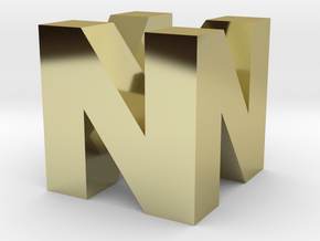 N64 Logo - 2" Cube Desk Object in 18K Gold Plated