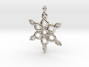 Snowflake Pendant 30mm in Rhodium Plated Brass: Medium