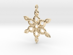 Snowflake Pendant 30mm in 14k Gold Plated Brass: Medium