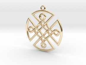 Celtic Shield Pendant in 14k Gold Plated Brass