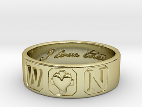 W and N Ring Size 6 in 18K Gold Plated