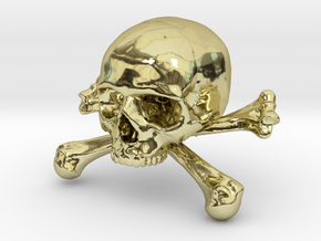 58mm 2.28in Skull & Bones Skull Crane Schädel in 18K Gold Plated