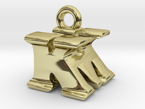 3D Monogram Pendant - KMF1 in 18K Gold Plated