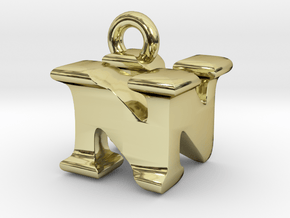 3D Monogram Pendant - NNF1 in 18K Gold Plated