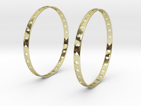 Big Hoop Earrings With Hearts 60mm in 18K Gold Plated