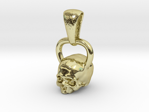 Kettlebell Skull Pendant .75 Scale With Bail in 18K Gold Plated