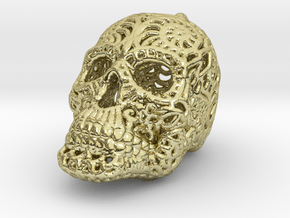 Filigree Sugar Skull Pendant 1 in 18K Gold Plated