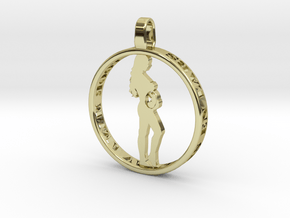pregnant woman round pendant with your own text in 18K Gold Plated