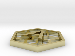 Hexagone with A / Hexagone avec un A en relief in 18K Gold Plated