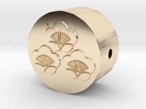 家紋の数珠ブレスレットパーツ(三つ盛り匂い梅) in 14k Gold Plated Brass