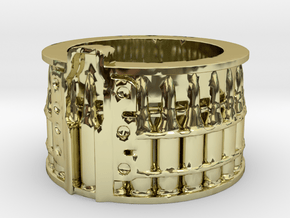 AK-47 75 rnd. Drum, Thick version, Ring Size 14 in 18K Gold Plated