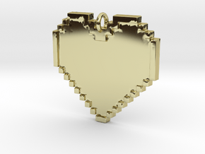 Pixel Heart Necklace Pendant or Ornament FIXED in 18K Gold Plated