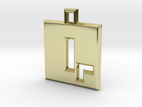 ABC Pendant - Q Type - Solid - 24x24x3 mm in 18K Gold Plated