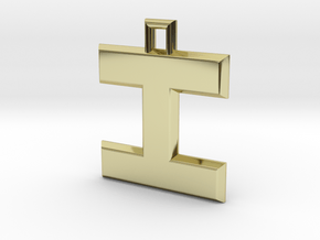 ABC Pendant - I Type - Solid - 24x24x3 mm in 18K Gold Plated