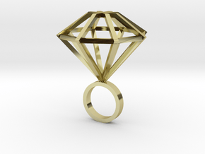 Big Diamond Ring - size 6 in 18K Gold Plated