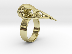 Realistic Raven Skull Ring - Size 9 in 18K Gold Plated