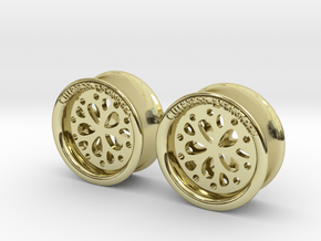 1 Inch Flower Cut Out Plug in 18K Gold Plated