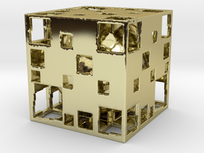 Undead Cube Sphere Menger F27 in 18K Gold Plated