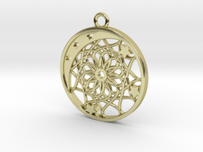 Moon, Stars and Dream Catcher Pendant in 18K Gold Plated