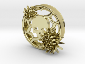 2 Inch Chrysanthemum And Skull Tunnel (left) in 18K Gold Plated