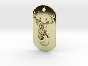 Dog Tag Deer Head in 18K Gold Plated