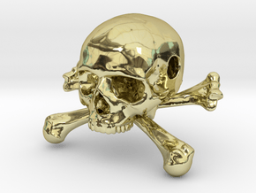 35mm 1.4in Bead Skull & Bones Pendant Crane in 18K Gold Plated