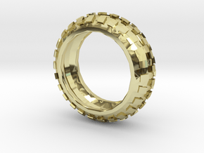 Motorcycle/Dirt Bike/Scrambler Tire Ring Size 9 in 18K Gold Plated