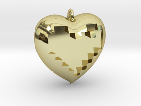 8-bit Heart in Heart Pendant in 18K Gold Plated