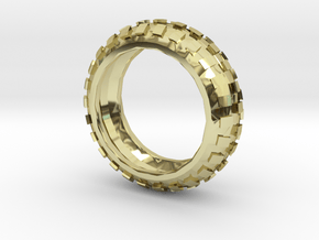 Motorcycle/Dirt Bike/Scrambler Tire Ring Size 10 in 18K Gold Plated