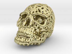 Filigree Sugar Skull Pendant 2 in 18K Gold Plated