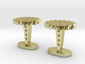 Helical Gear Cufflinks in 18K Gold Plated