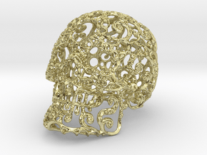 Large Carved Skull - Plastic/Stone/Metal 9.38cm in 18K Gold Plated