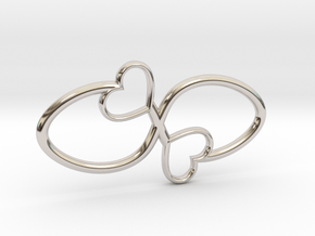 Eternal Double Heart Pendant in Rhodium Plated Brass