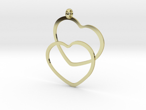 2 Hearts necklace pendant in 18K Gold Plated