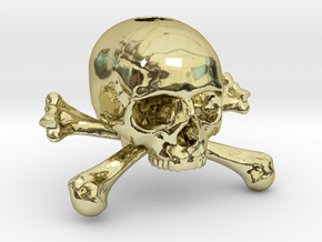 35mm 1.4in Keychain Skull & Bones Bead in 18K Gold Plated