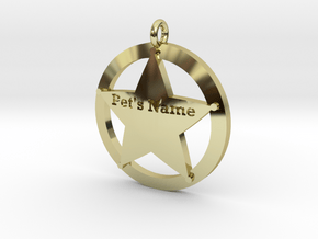 Revised 5 point sheriffs star pet tag in 18K Gold Plated