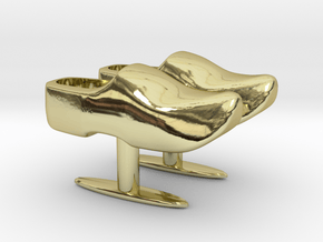 Wooden Shoe Cufflink / Klomp manchetknoop in 18K Gold Plated