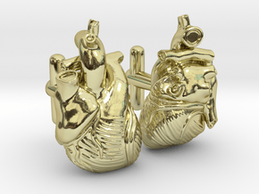 Anatomical Heart Cufflinks Pair (Front and Back) in 18K Gold Plated