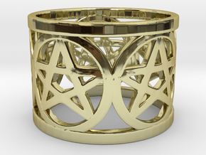 Ring of 5 Pentagrams in 18K Gold Plated