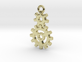 2 Gear Steampunk Pendant in 18K Gold Plated