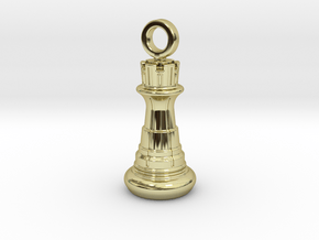 Chess Rook Pendant in 18K Gold Plated