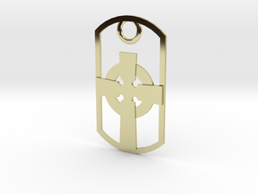 Celtic-style Ionian Cross dog tag in 18K Gold Plated