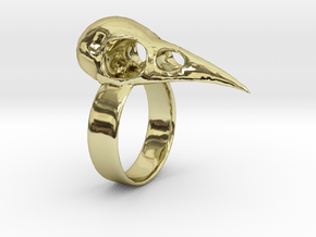Realistic Raven Skull Ring - Size 7 in 18K Gold Plated