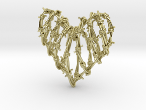 Barbed Wire Heart Cage Pendant in 18K Gold Plated