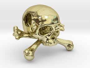 25mm 1in Bead Skull & Bones Pendant Crane in 18K Gold Plated