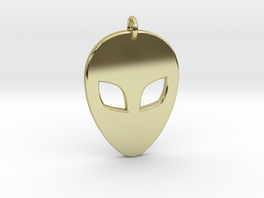 Alien Head Pendant, 3mm Thick. in 18K Gold Plated