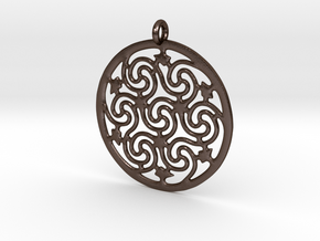 Celtic Seven Spiral Pendant in Polished Bronze Steel