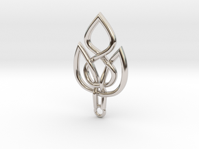 Leaf Celtic Knot Pendant in Rhodium Plated Brass