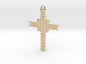 Celtic Knot Cross Pendant in 14k Gold Plated Brass: Small