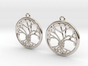 Tree Of Life Earrings in Rhodium Plated Brass